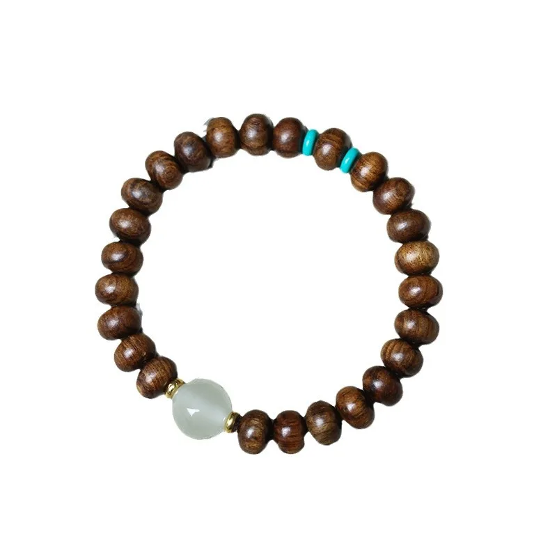 Natural Black Rosewood Bracelet DIY Abacus Bead Eternal Night Style with Moonstone Jade Unisex Playable Jewelry