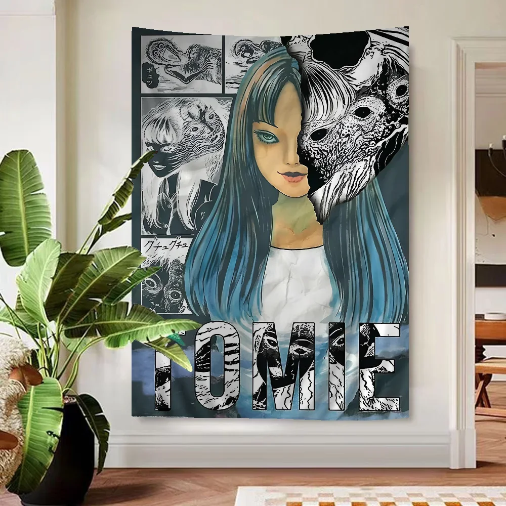 Horror Anime Tomie Junji Ito Hippie Wall Hanging Tapestries Bohemian Wall Tapestries Mandala INS Home Decor