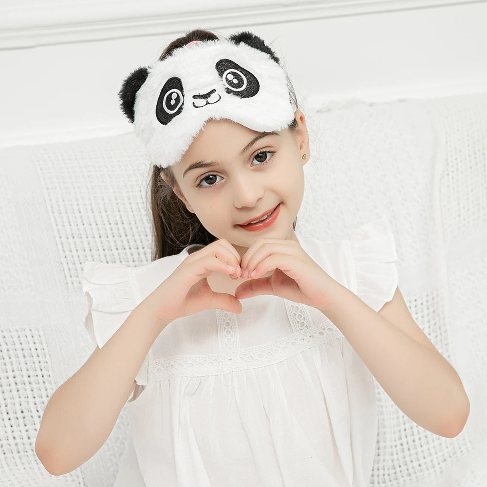 Cute Cartoon Plush Panda Sleeping Eye Mask Night Dream Eye Patches Soft Lightproof Sleep Eye Covers for Girls Boys to Sleep Well