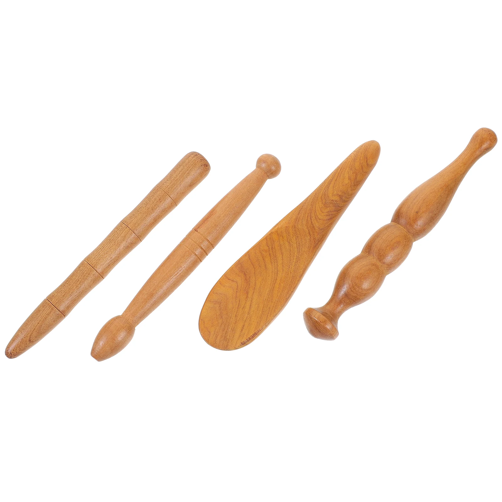 

4pcs Gua Massager Foot Hand Tool Natural Wood Retro Shape Safe Human Body Smooth Mellow Comfortable Effective Skin Body