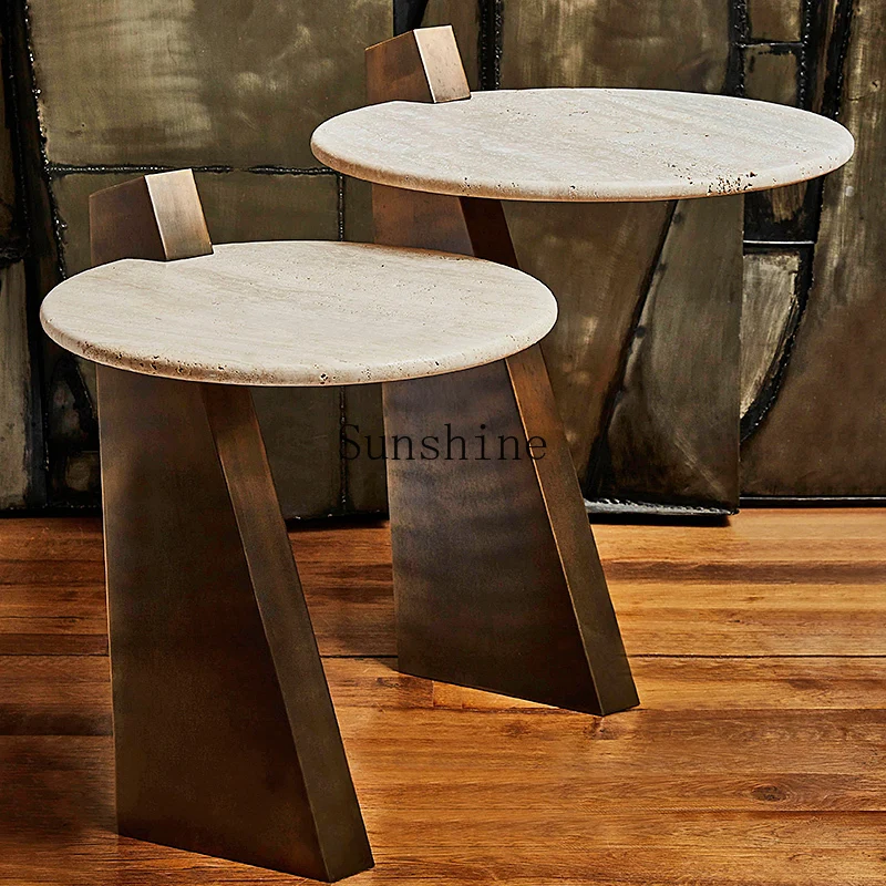 

Wabi Sand Wind Natural Travertine Edge Home Living Room Villa Simple Tea Table