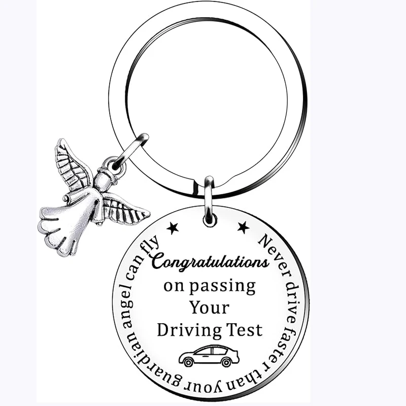 New Driver Gifts Keyring Women Men Teen Girls Boys Daughter Son Never Drive Faster Than Your Guardian Angle Car Keychain