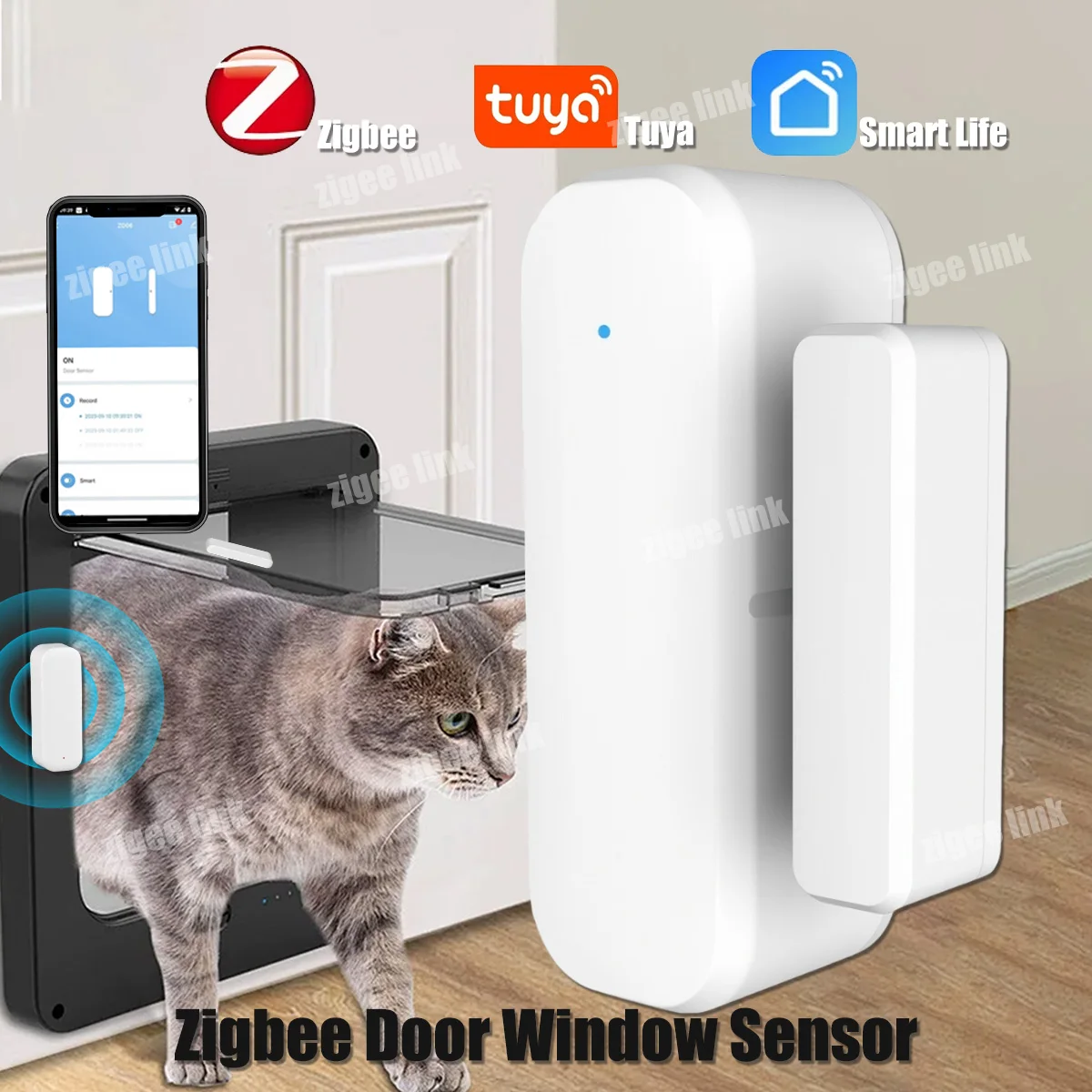 

Tuya Zigbee Door Window Sensor Smart Door Entry Wireless Alarm Detector Home Security Device Work With Smart life Alexa