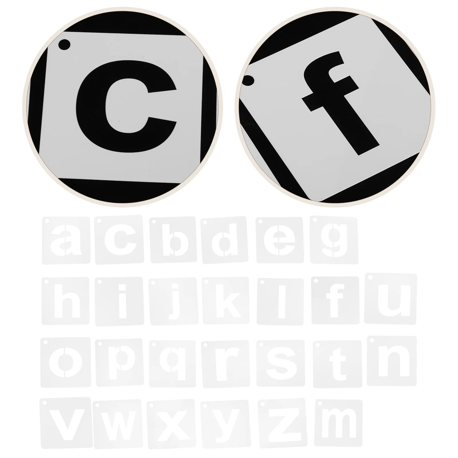 

1 Set A-Z Letter Reusable Lowercase Uppercase Plastic Stencils For Early Learning Kids Education Creative Crafts Wall Painting