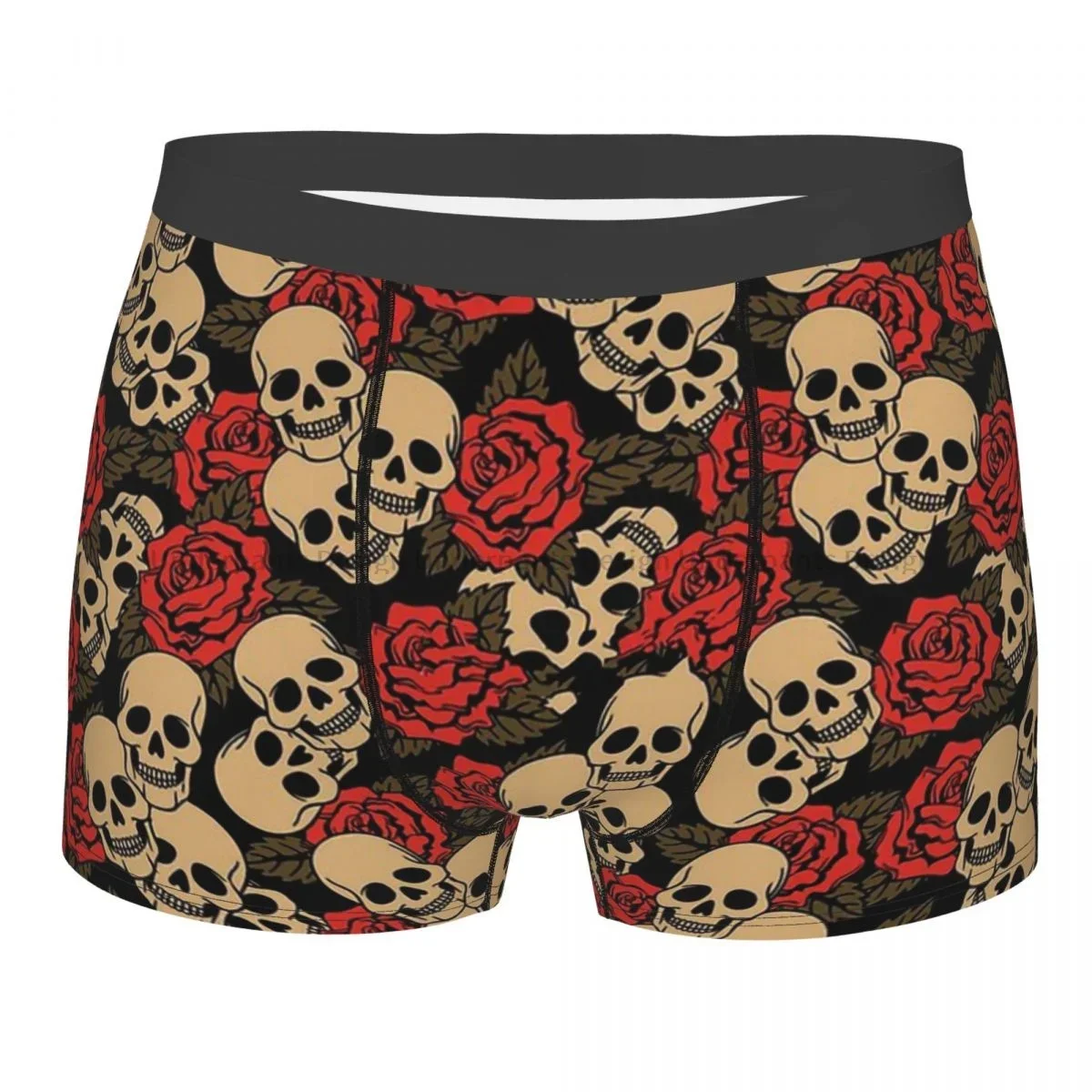 Skeleton Skulls And Roses Underpants Breathbale Panties Male Underwear Sexy Shorts Boxer Briefs