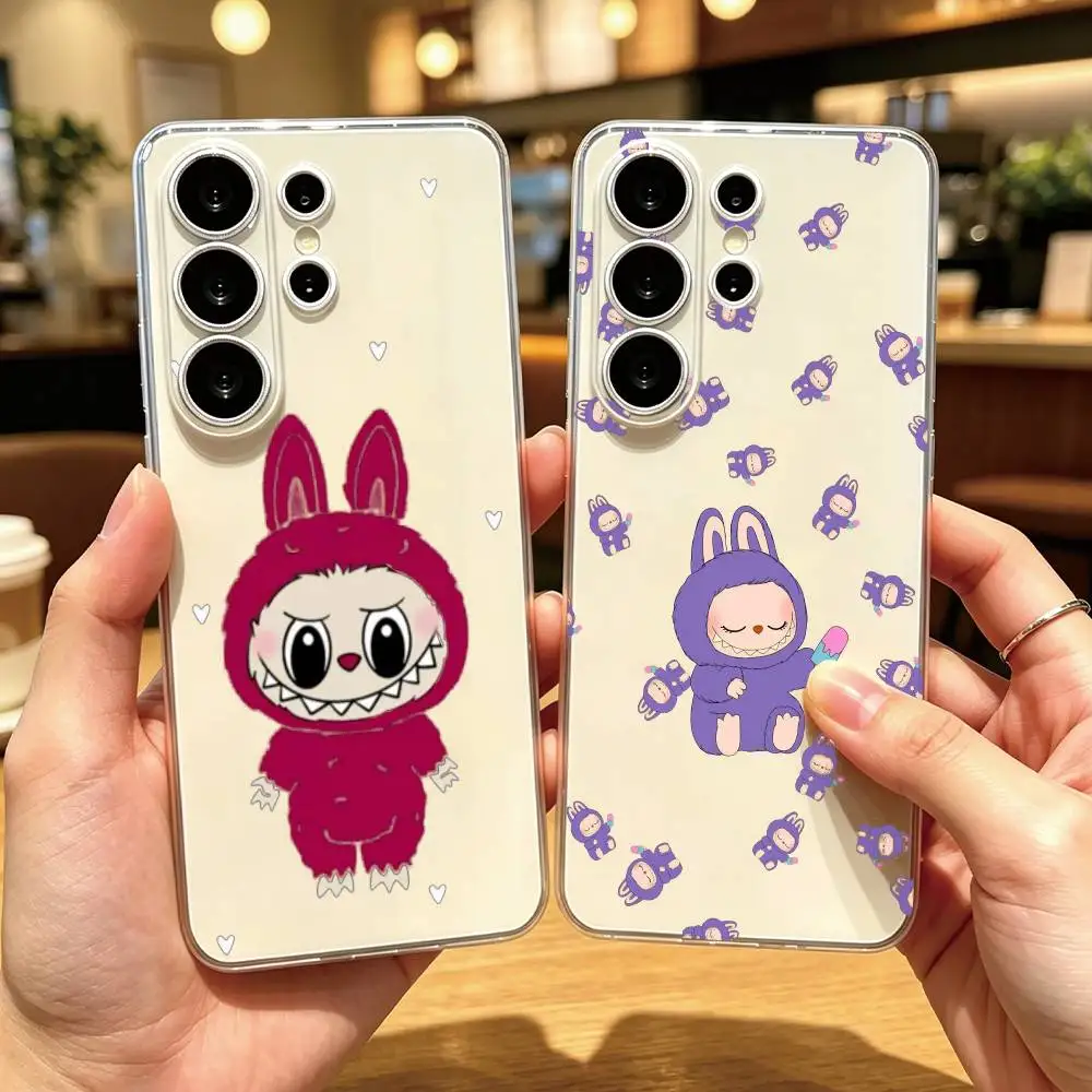 C-Cute Cartoon L-LABUBU Phone Case For Samsung S25,S24,S21,S22,S23,S30,Ultra,S20,Plus,Fe Transparent Cover Gift