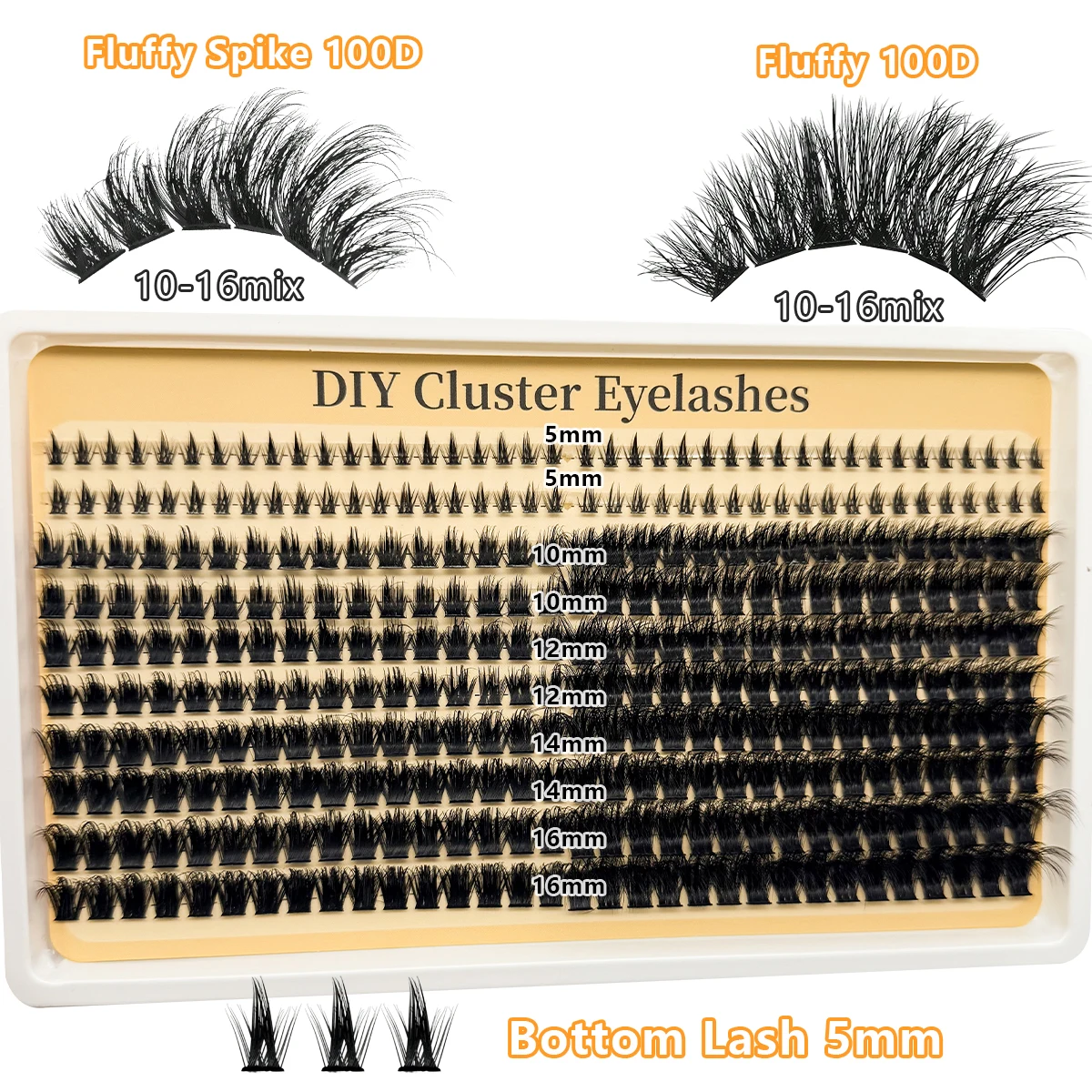 Neues 5D Fluffy Lash Bundle, 100D Lash Bundle mit Spike Lash Bundle und Bottom Thick Cluster Lash Extension, D Curly Lash Bundle für Augenwimpern