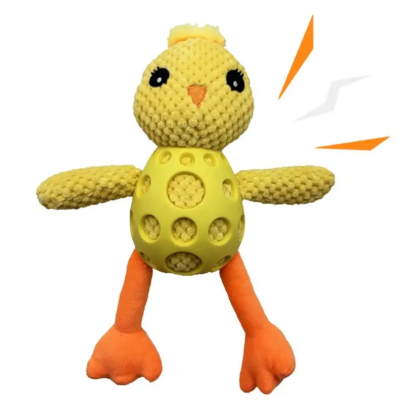 

Squeaky Dog Toys Stuffed Plush Teething Chick Chew Animal Toy For Medium Large Breed Funny Interactive Mental Stimulation