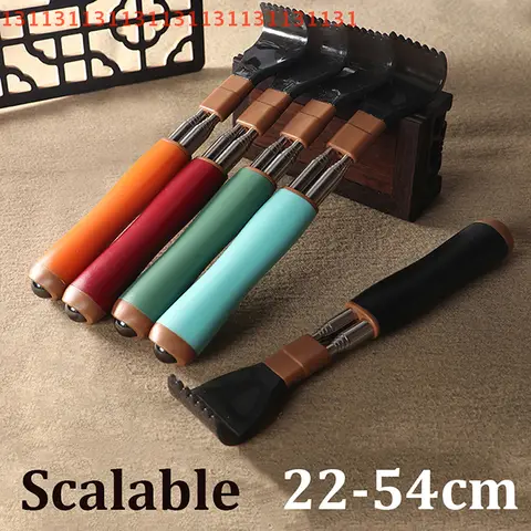 스테인리스 스틸 접이식 등긁개 휴대용 텔레스코픽 등긁개 가려움 마사지 도구 조절 가능한 이중 폴 등긁개 선물