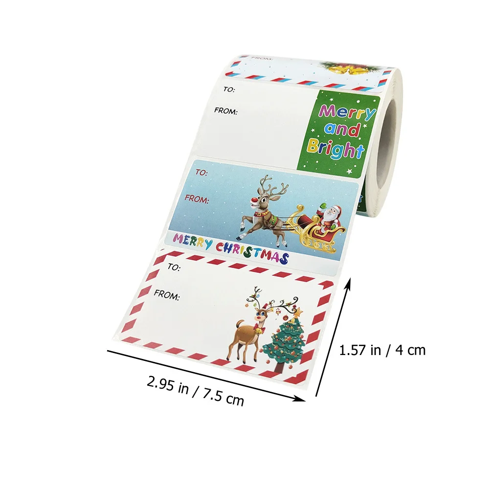 

2 Rolls Decorative Xmas Stickers Christmas Label Seal Adhesive Decals for Gift Bags Safe Eco Material Ideal for Stationery Store