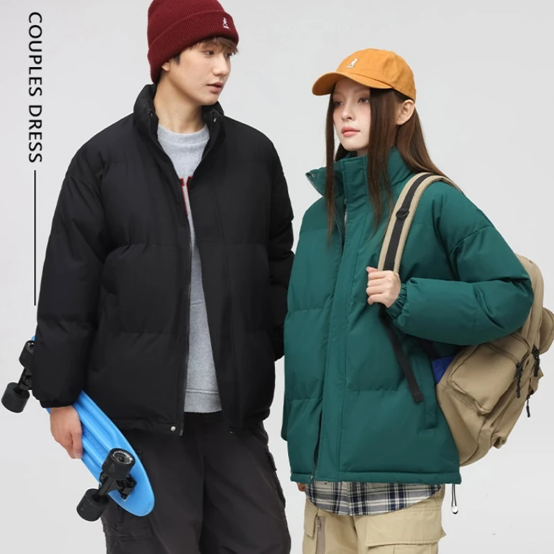 

Winter Fashion Women's Solid Parkas Warm Cotton Padded Jacket Women Thicken Loose Puffer Coat Stand Collar Female Outwear Coats