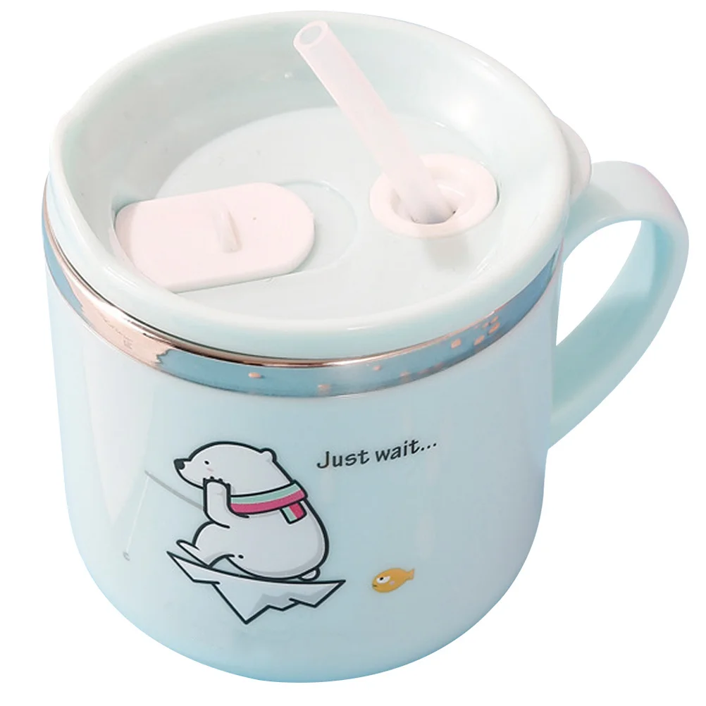 

Unbreakable Stainless Steel Toddler Cartoon Milk Cup Durable Baby Straw Sippy Cup for Kids Outdoor Home Use Toddler Straw Cups