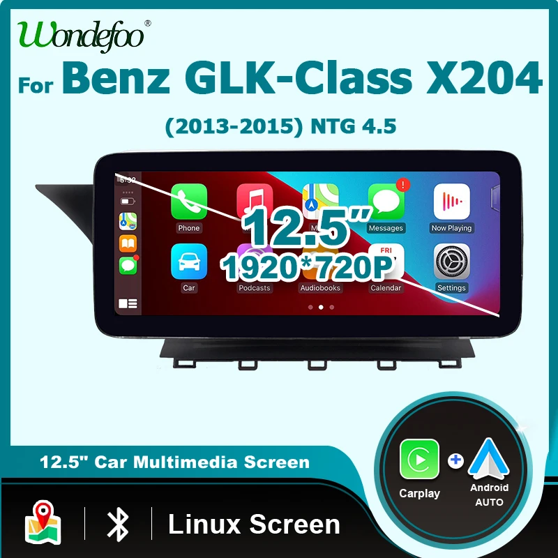 2DIN Wireless Carplay Android Auto Car Radio 12.5" LINUX Multimedia Screen For Mercedes Benz GLK Class X204 2013-2015 Navigation