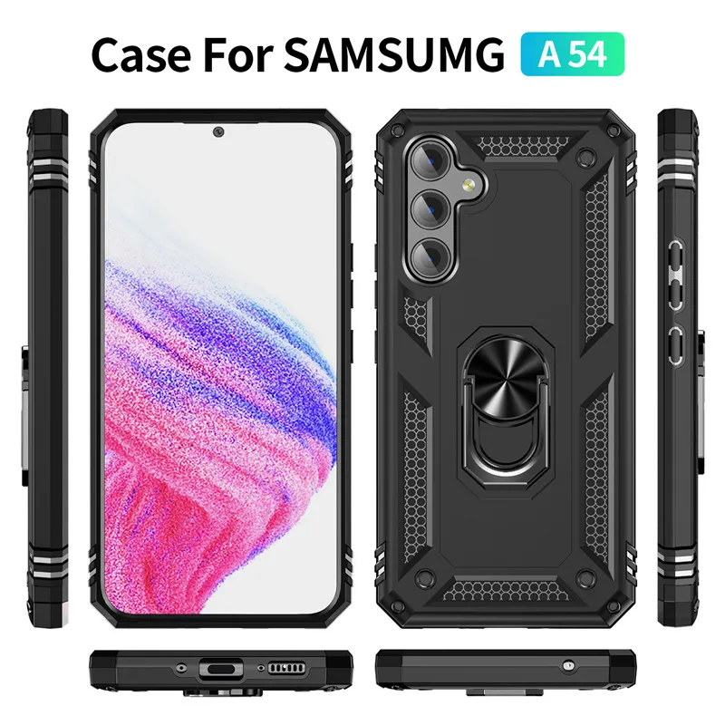 For Samsung Galaxy A54 Case Armor Shockproof Magnet Car Holder Ring Case For Samsung A54 SM-A546B Stand holder Back Cover