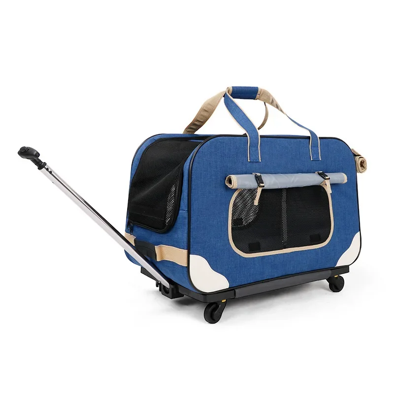 Portable Pet Stroller Dogs Cat Cart Carrier Supplies Transportation Bag With Wheels Cage Backpack Travel Outing Folding 18KG