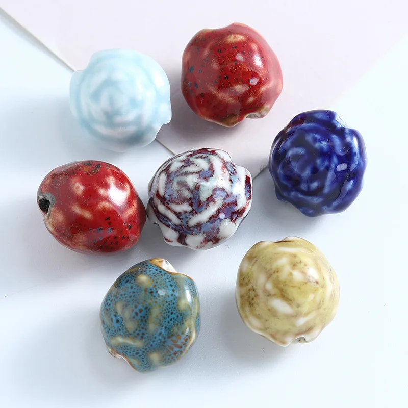 New 10PCS Retro Rosette Ceramic Round Beads Loose Spacer Beads For Jewelry Making DIY Bracelet Necklace Accessories