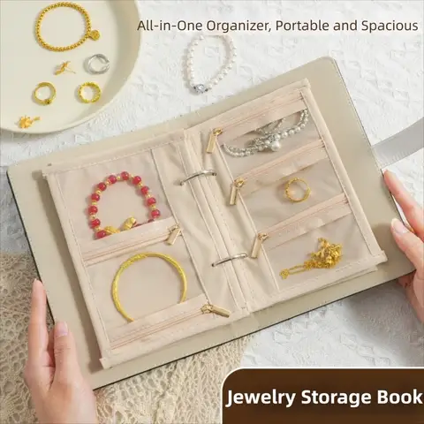 Portable Jewelry Storage Book Zipper Clear Pockets Jewelry Organizer Roll Anti Oxidation PU Leather Jewellery Binder Travel