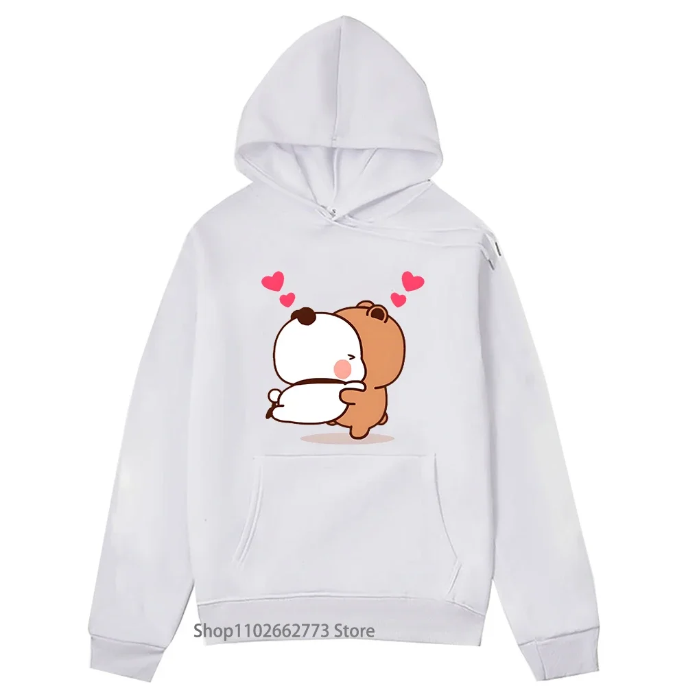 Women Kawaii Bubu Dudu Hoodie Panda and Brownie Bear Couple Sweatshirt Long-Sleeved Hoody O-neck Women Casual Men Cartoon Tops