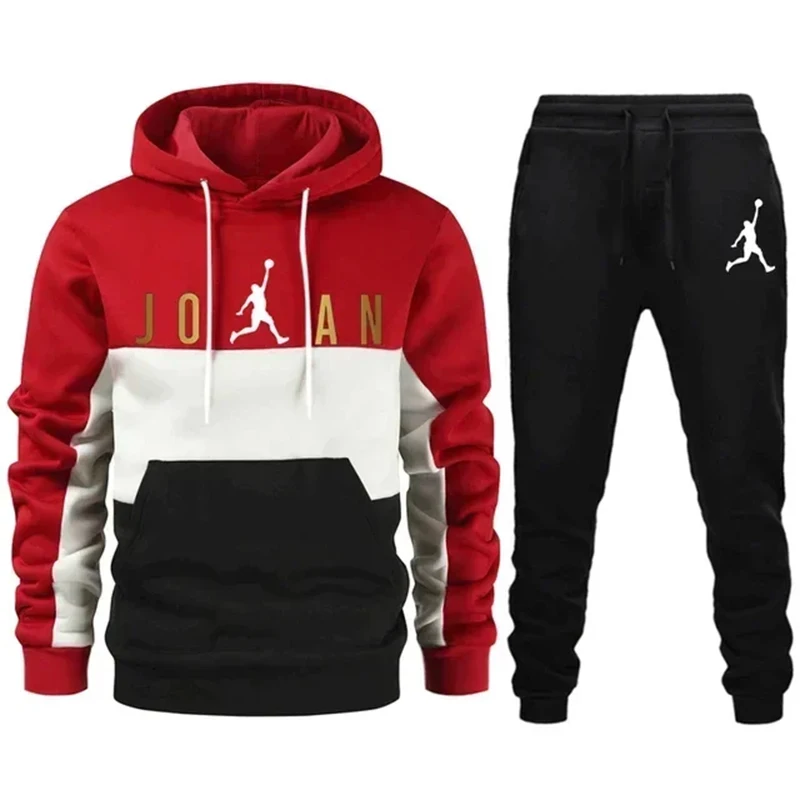 Spring Autumn Men Tracksuits Sets Long Sleeve Hoodie+Jogging Trousers 2 Piece Fitness Running Suits Sportswear Casual Clothing