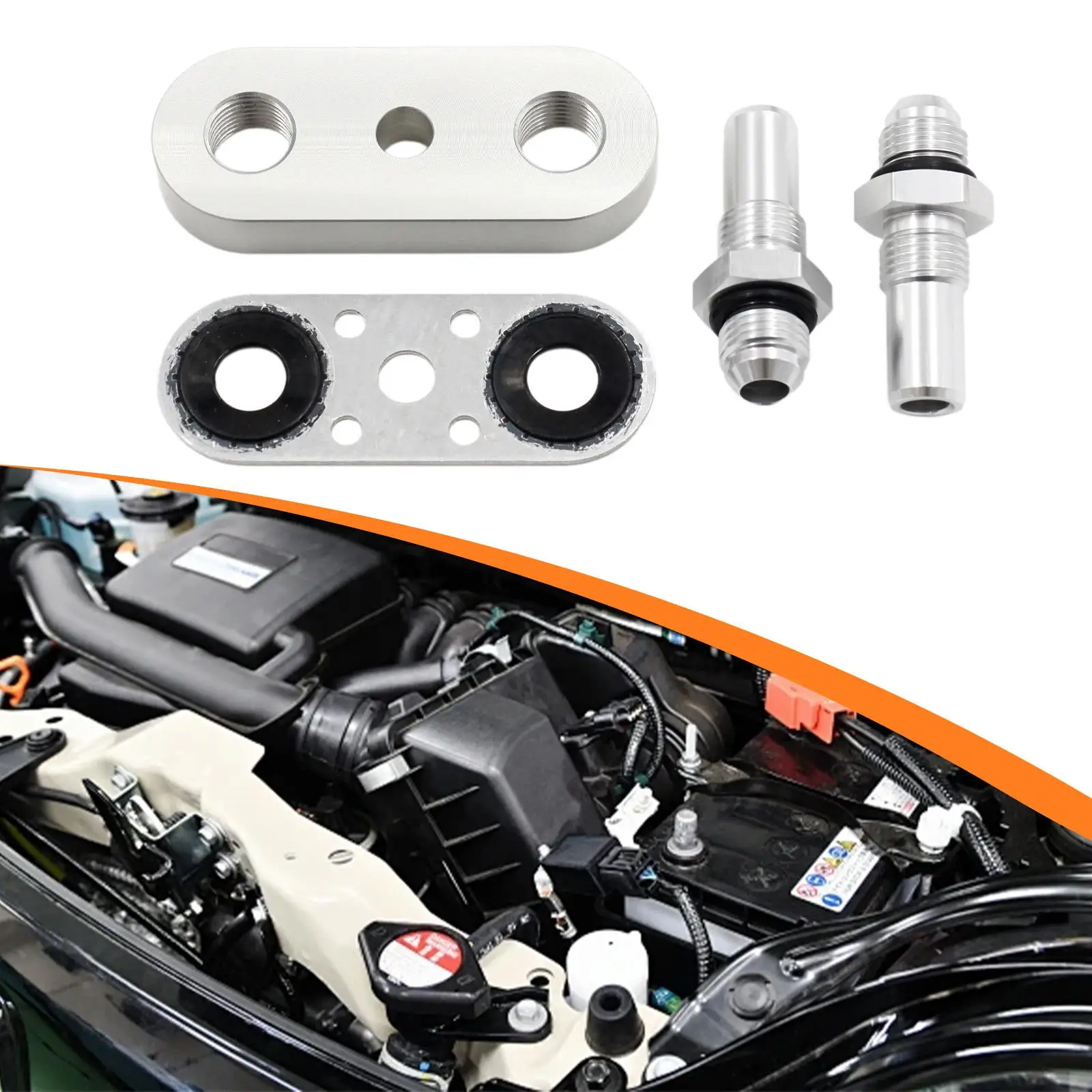 

Адаптерная пластина для охлаждения трансмиссии с уплотнительным кольцом и фитингами 6AN для 6L90E