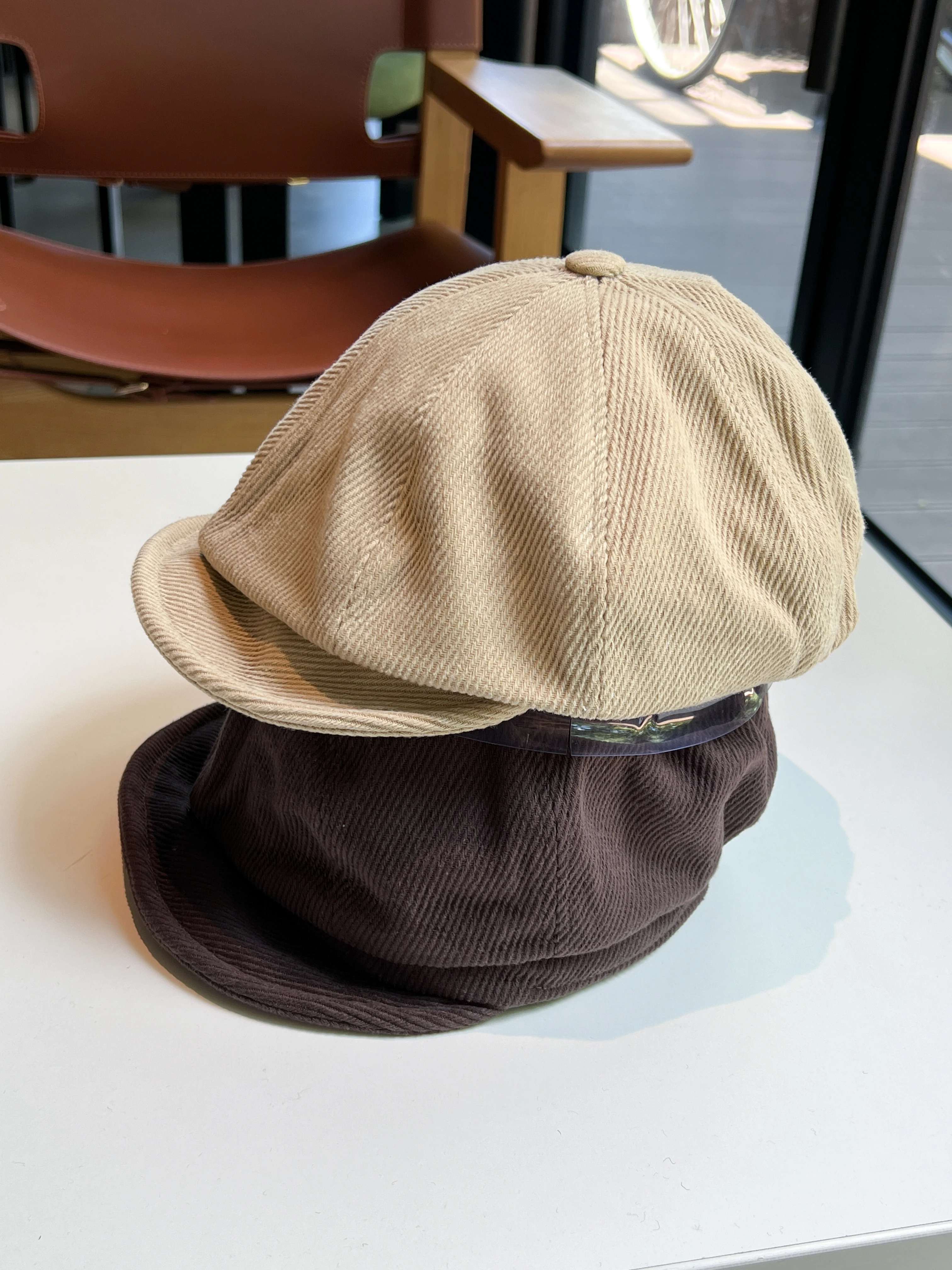 

Vintage Corduroy Forward Cap Men's Short Brim Octagonal Cap Baseball Cap Women's