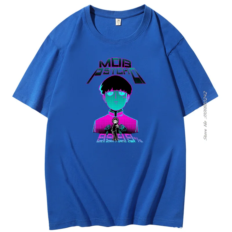 Manga Anime Mob Psycho Harajuku Graphic T Shirts Tees Top Cotton T Shirts Short Sleeve Kageyama Shigeo T-shirt Tees Streetwear