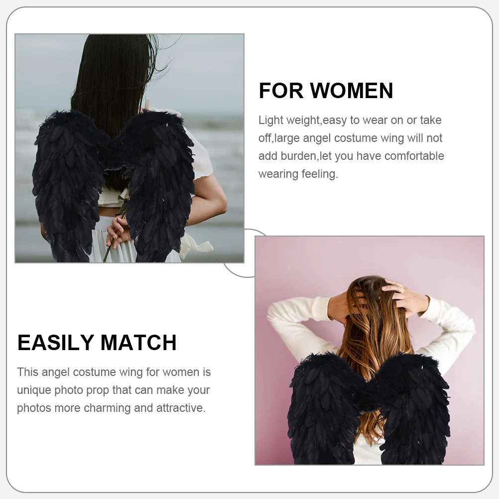 

2Pcs Angel Plumage Wings Prop Cosplay Wings for Women Lightweight Easy Wear Classic Color Charming Attractive Photo Cosplay