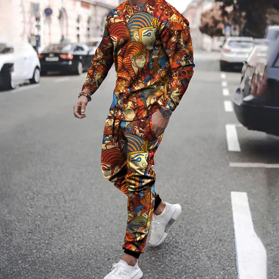 

Casual Men Tracksuit T-shirt Sets Fashion 3D Print Long Sleeve Oversize Two Piece Jogging Sport Outfit Gym Suit Streetwear