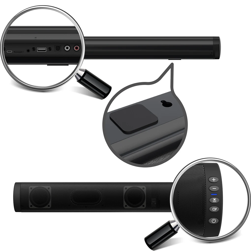 

Звуковая панель для ТВ, игровой ПК, 360-градусный Bluetooth 5,0-канальная звуковая панель, 3D стереосистема объемного звучания, домашний кинотеатр, беспроводной аудиодинамик