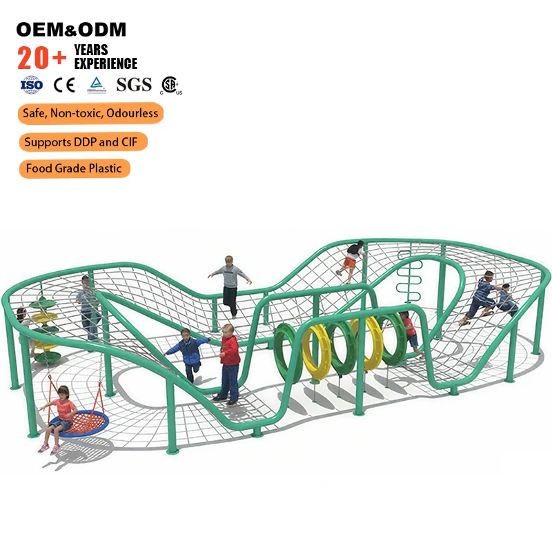 Custom Wholesale Outdoor Playground Freeform Rope Network Activity Zone For Mixed Use Development Public Realm