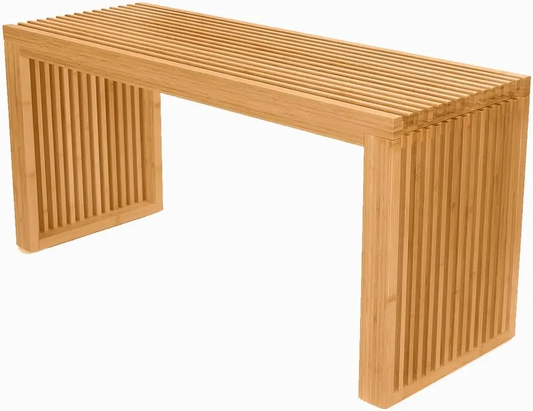 Bamboe Eetbank, 35 Inch Boerderij Decor Indoor Keukentafel Bank, Entree Schoenenrek Bank, Outdoor Bank Buiten Bank