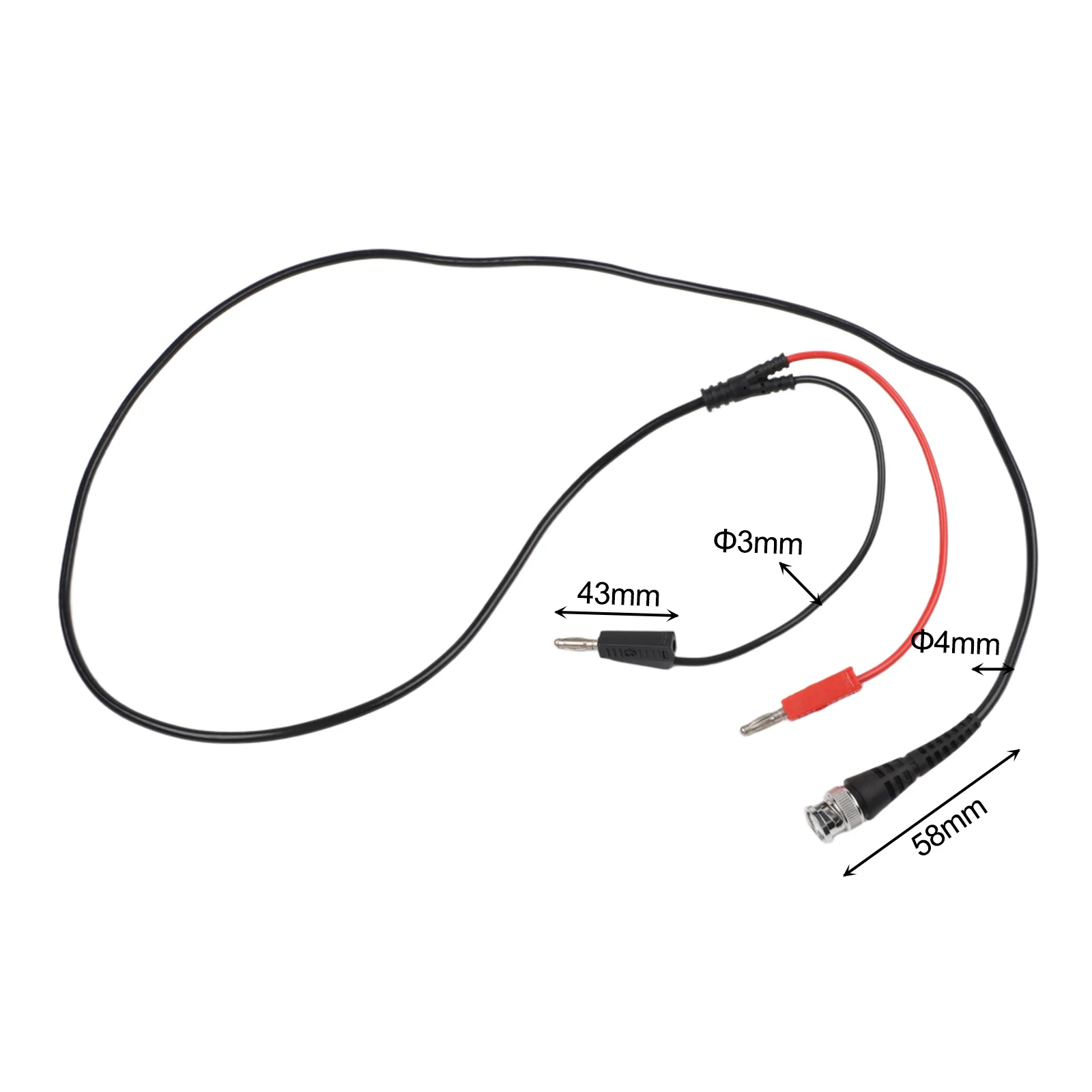 Electrical Measurement Cable with BNC and Dual 4mm Banana Connectors for Oscilloscope Multimeter and Power Supply