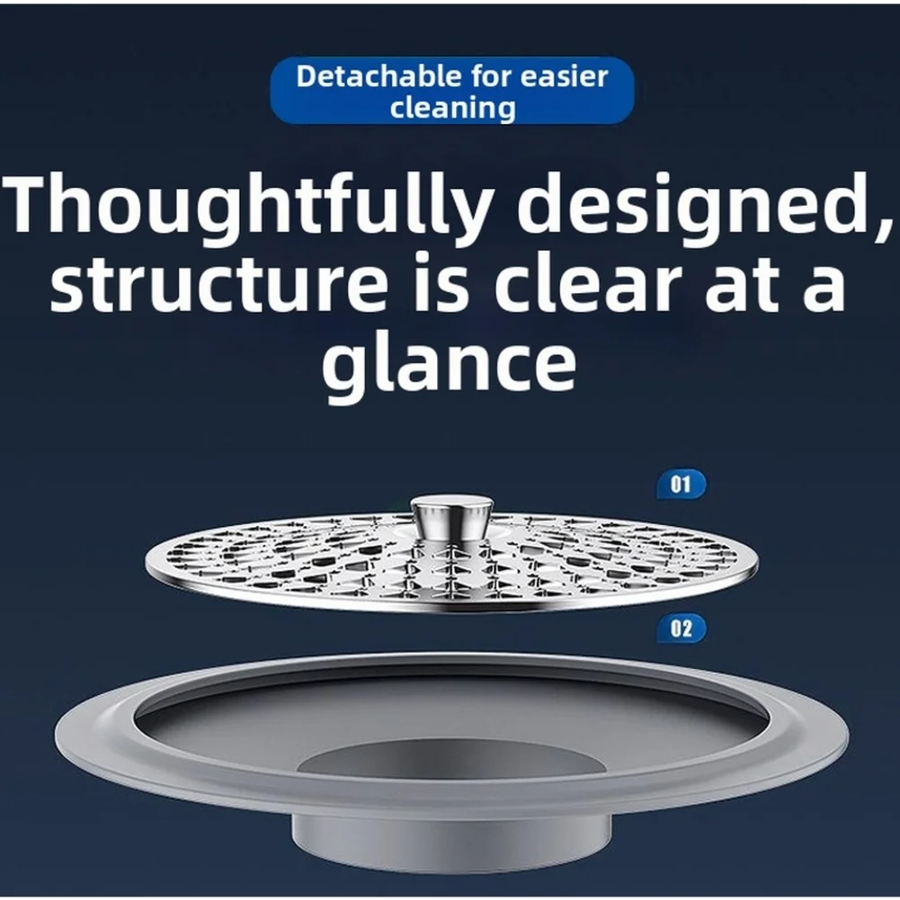 Floor Drain Core Stainless Steel Extreme Gray Color with Dimensions 7.7x7.7x2.9cm Fits Standard Residential Drains