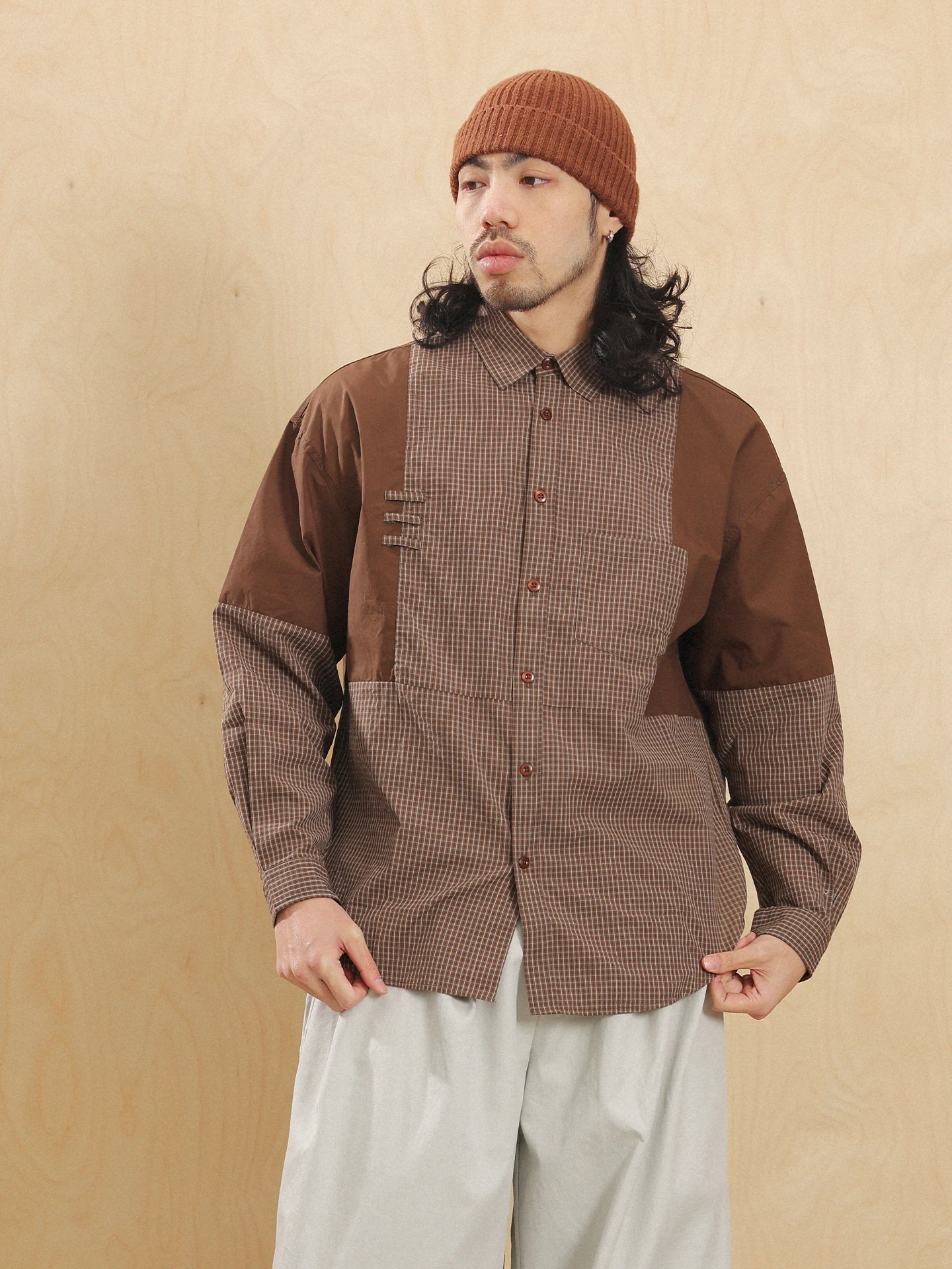 

NOEARS Japanese Sle Color Blo Loose Long Sve irt Spring Vintage Plaid irt Casual Haome Men's Breathable Cotton ...