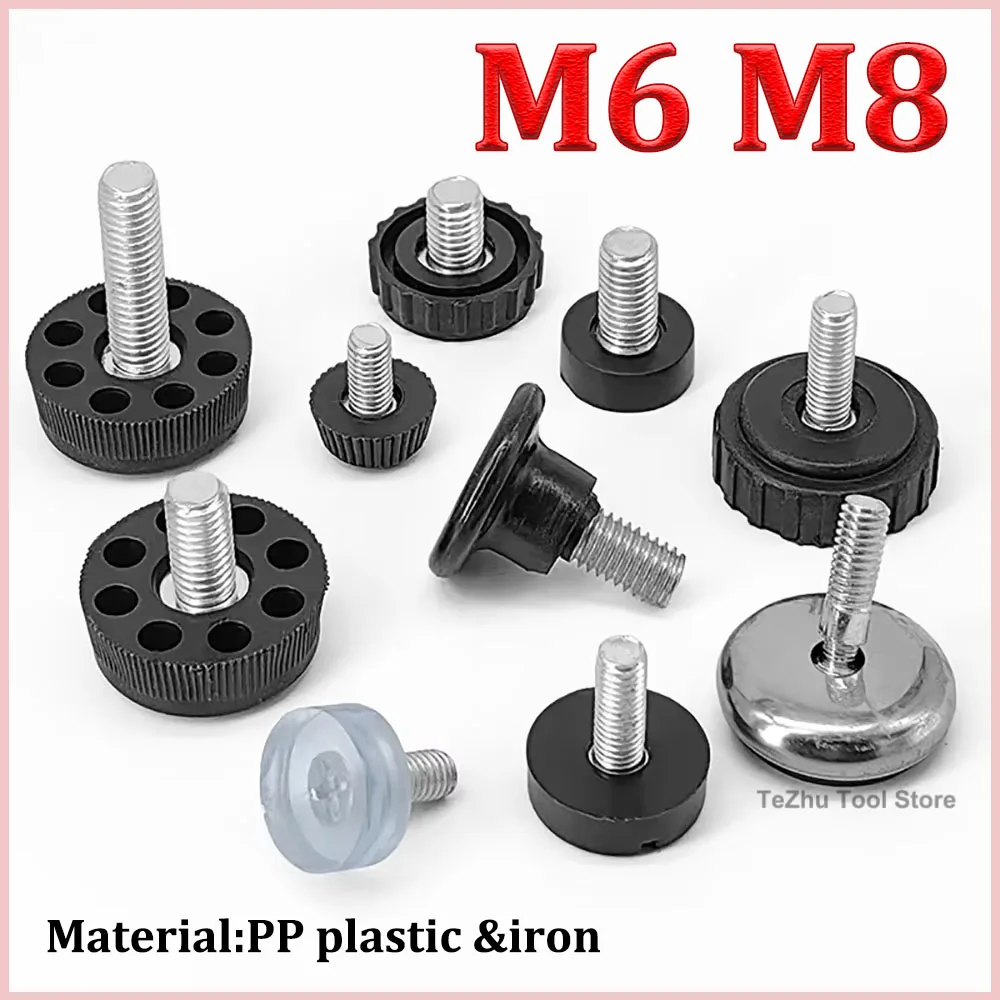 M6 M8 Leveling Foot Screw On Type PP Plastic Furniture Table Chair Sofa Leg Anti-slip Feet Adjustable Leveler Base Bolt Pad