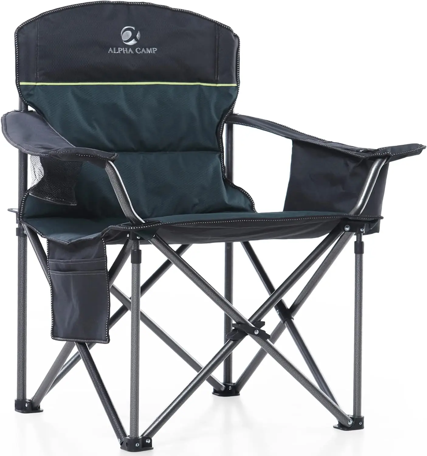 

ALPHA CAMP Oversized Heavy Duty Lawn Chair with Cooler Bag Support 450 LBS Steel Frame Camping Folding Collapsible Padded