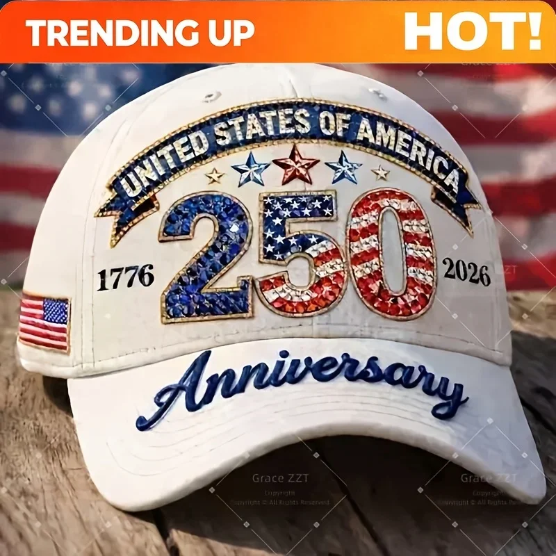 Customization 250th Anniversary Flag Cap - Adjustable Breathable Hat Suitable For 4th Of July, 3D Printed Design With National E