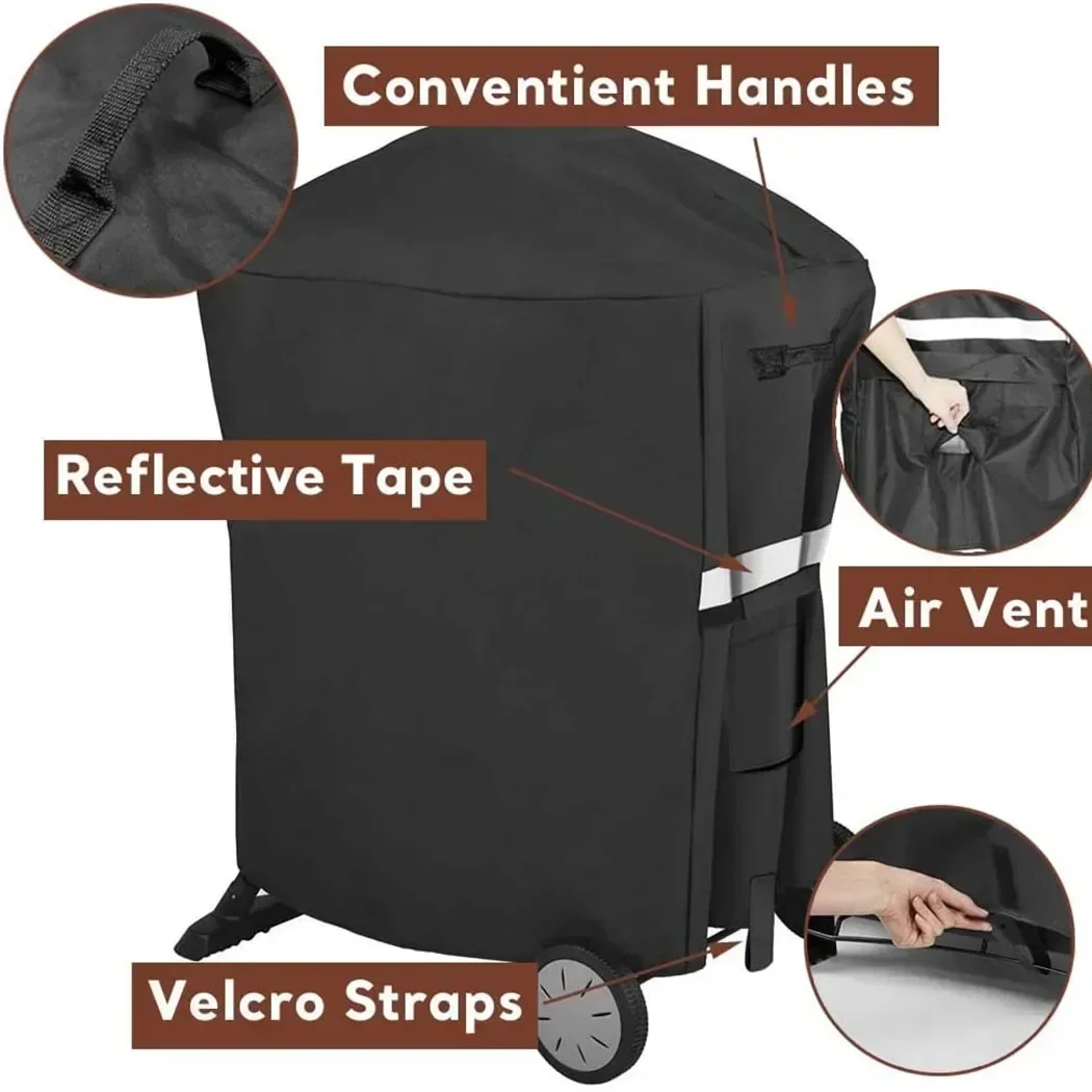 Weatherproof Barbecue Gas Grill Cover Protects from Heat Cold and Rain Fits ForQ1000Q2000 Series Black Color