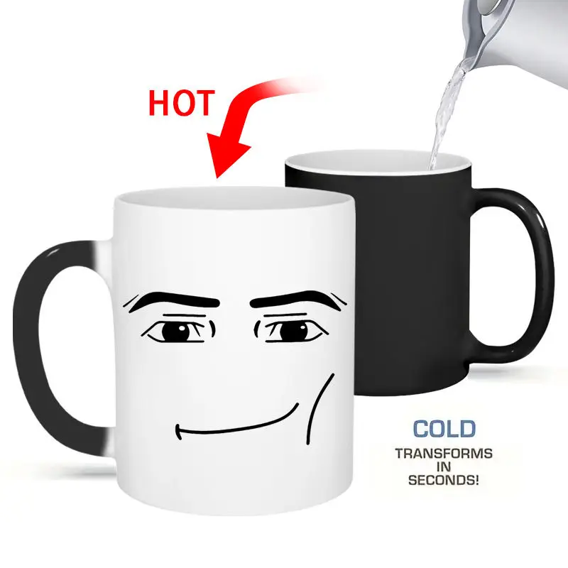 

Exquisite Roblox Woman Face Expression Mug Creativity Boys Ceramics Breakfast Coffee Milk Cup Change Color Glass Birthday Gift