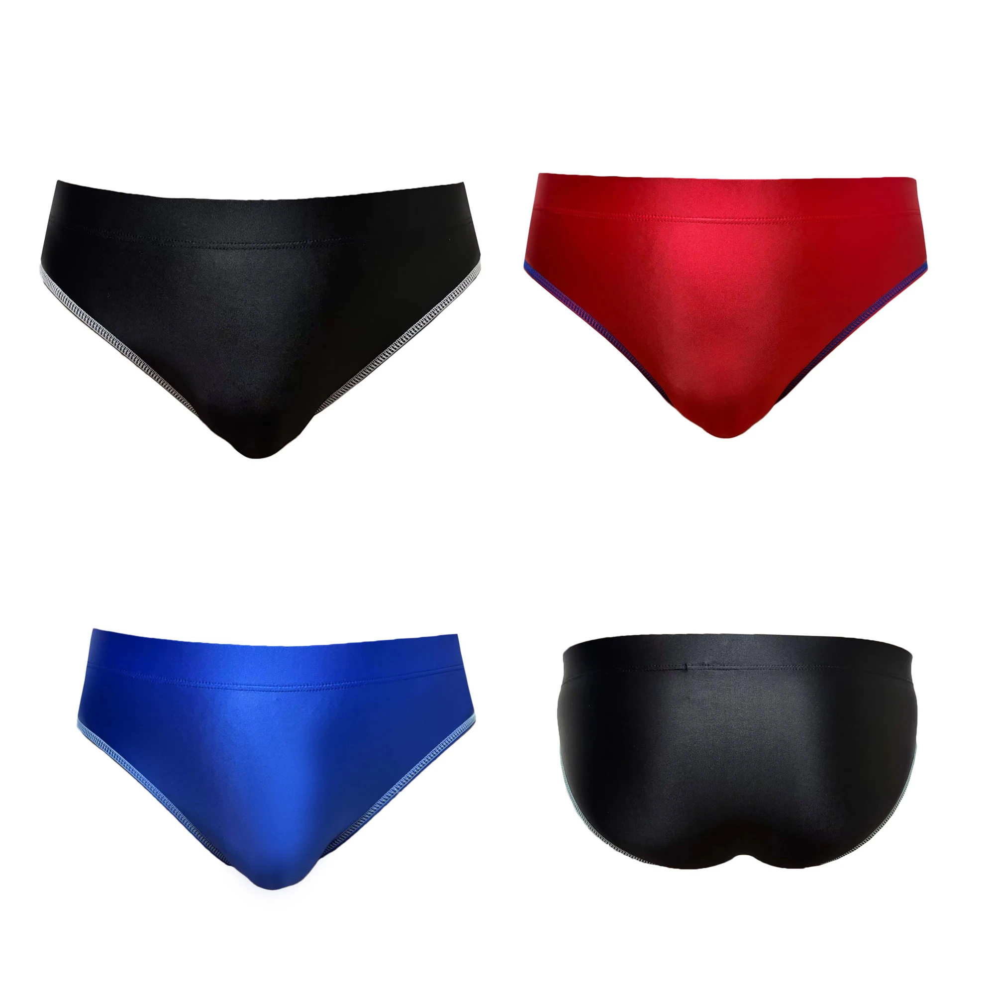 XcloCKNYoung Satin-Glanzunterhosen für Herren, ölig glänzend, bunte Kanten, glänzende Sportunterhosen, Seidenunterhosen mit hoher Elastizität