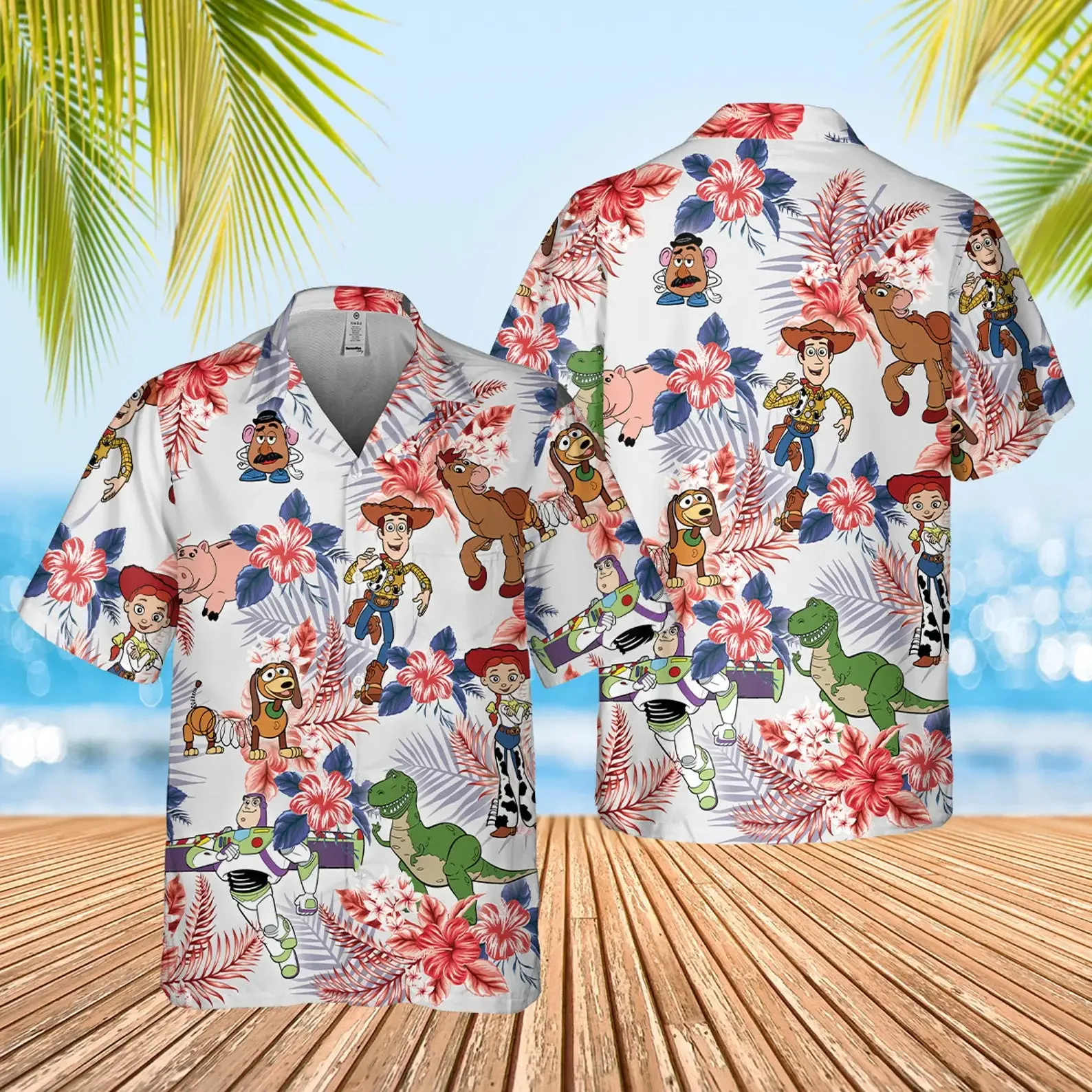 New Toy Story Hawaiian Shirt Mens Women Short Sleeve Button Up Shirt Woody Buzz Lightyear Hawaiian Shirt Cartoon Beach Shirt