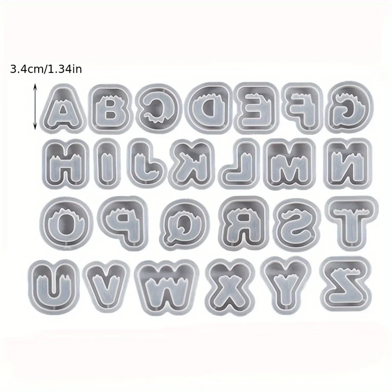 26Pcs Alphabet Shaker Pendant Silicone Mold Set DIY Resin Epoxy Mold For Shaker Keychain Pendant Handmade Jewelry Making