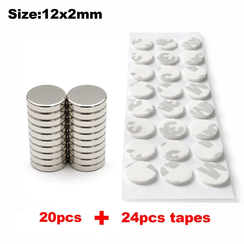 10/12/15/20mm Starke Magnete mit Doppelseitigem Klebeband Runde Permanente Leistungsstarke Neodym-Scheiben für Kühlschrank Basteln Aufkleber