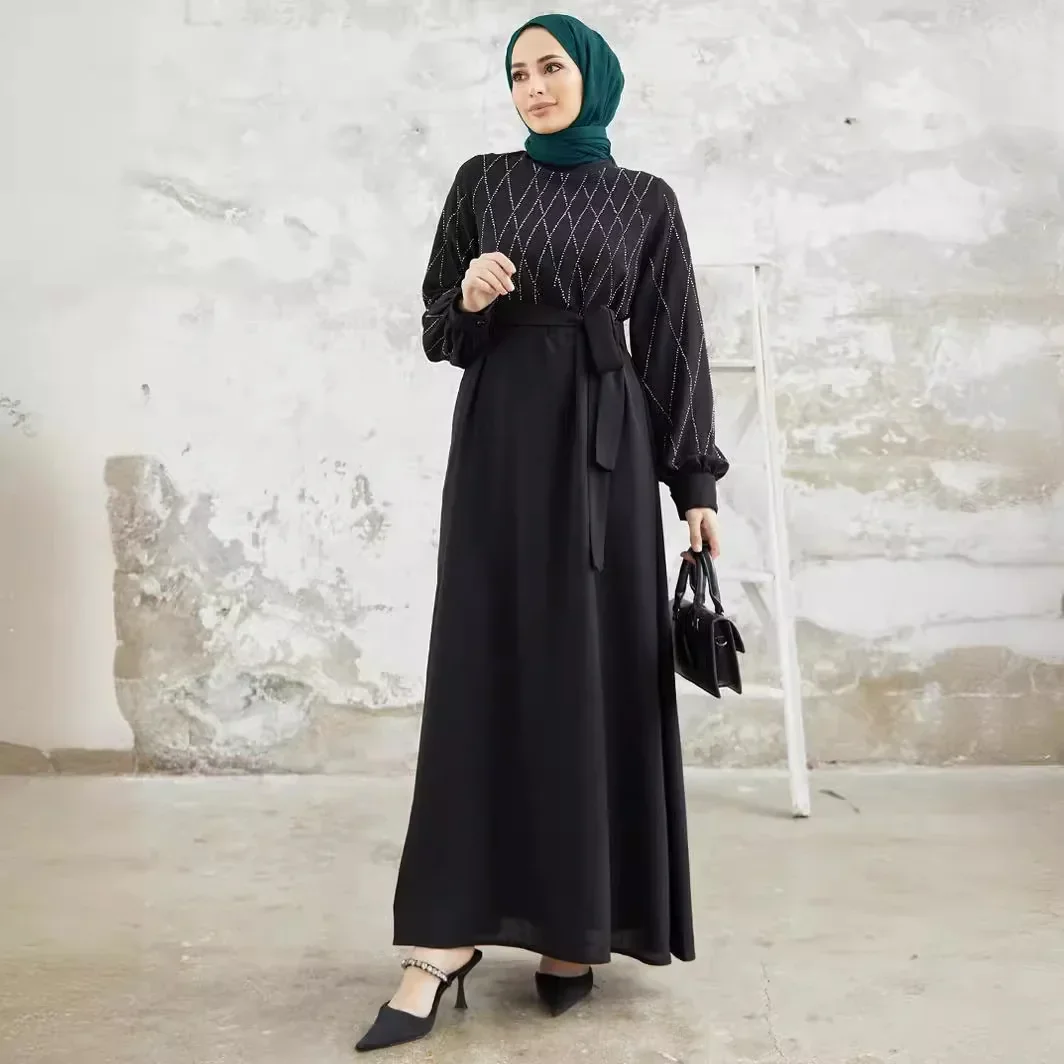 Ramadan Jalabiya Women Long Dress Sashes Abaya Kaftan Eid Muslim Morocco Arabic Robe Dubai Abayas Islam Party Vestidos Dresses