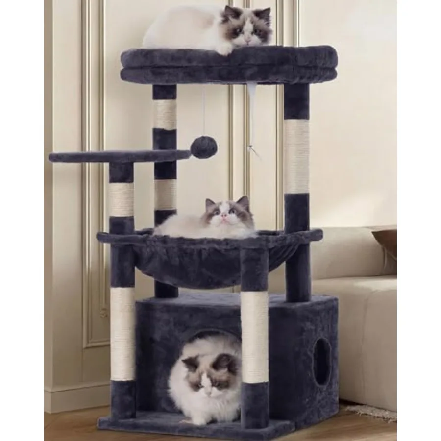 

Кошачья лежанка-башня с большой мягкой корзиной, просторным домиком-пещерой и скрытым пространством, с сизалевым покрытием для царапания