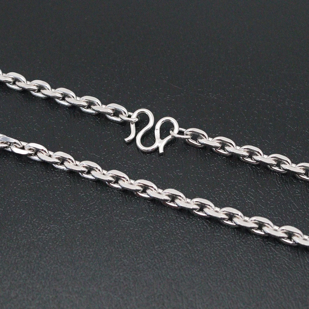 Pure Solid S925 Sterling Silver Women Men Necklace 5mmW Cable Rolo Chain 22inch 40-41g