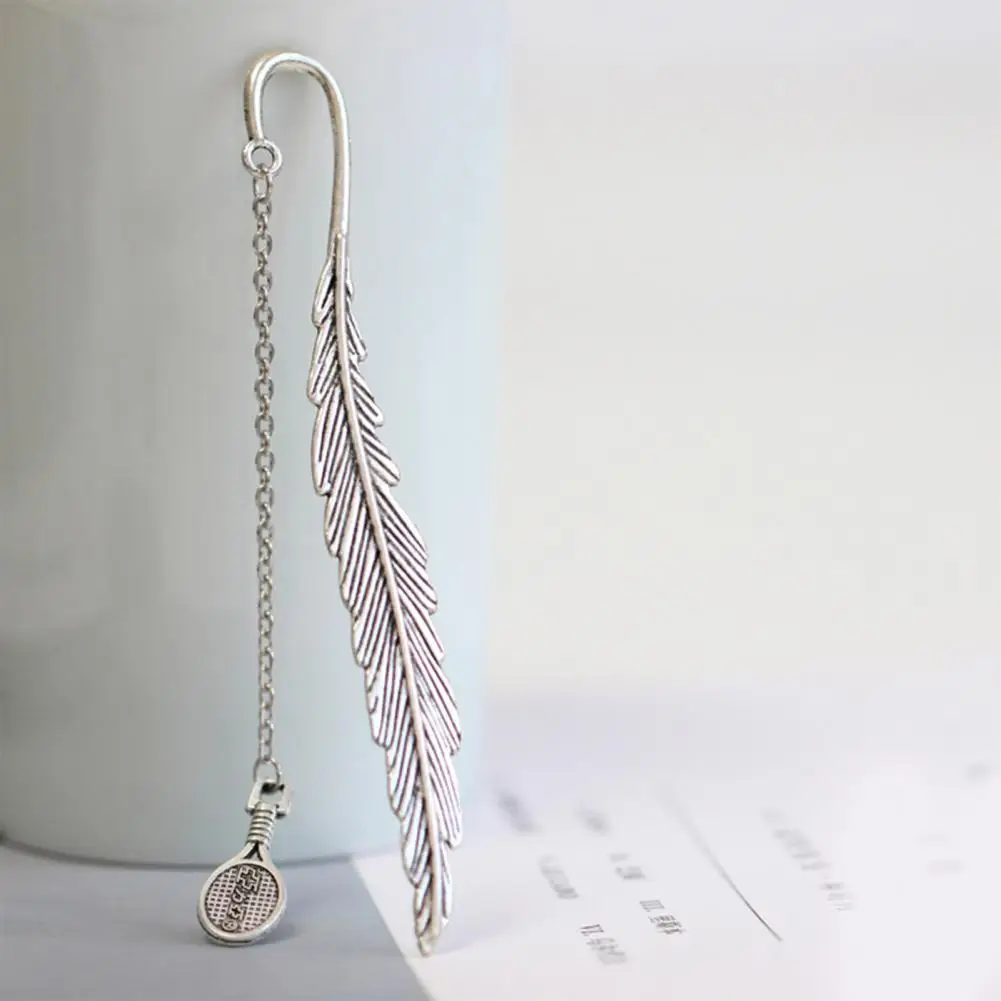 Закладка-перо из металлического сплава в винтажном стиле с текстурированной кисточкой