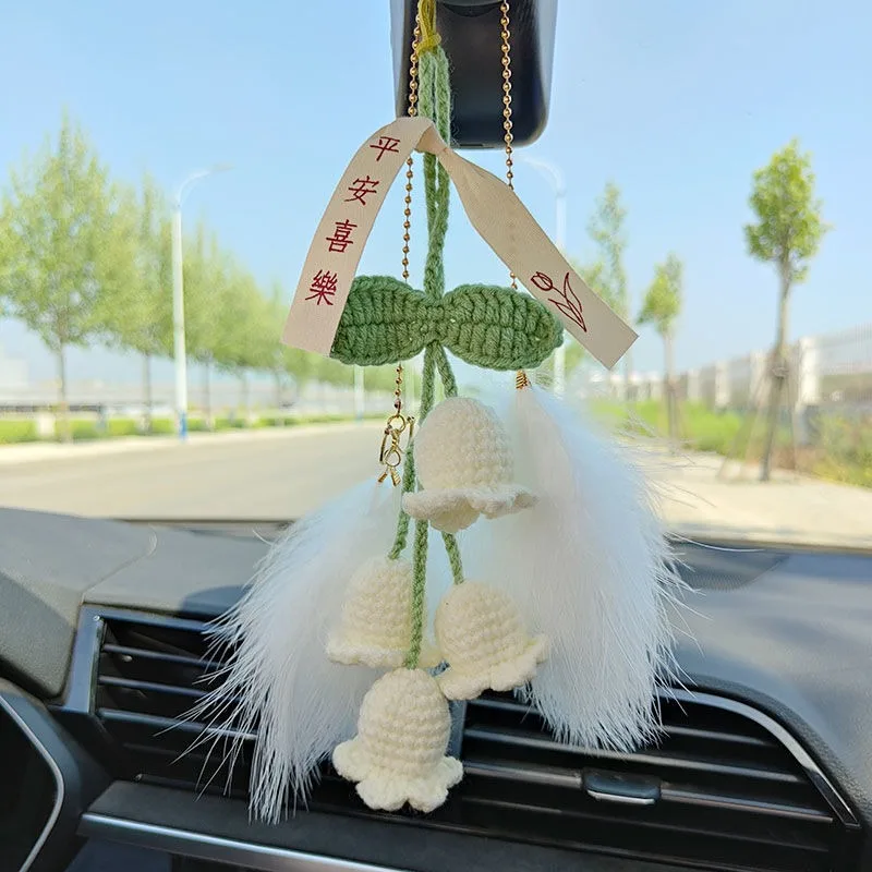 Car Creative Pendant Car Decoration Rearview Mirror Pendant Car Pendant Car Bell Orchid Peace and Joy Car Accessories Interior