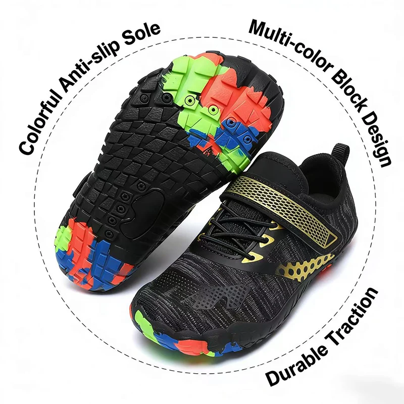 New Children Shoes Boys Girls Beach Quick-Drying Barefoot Shoes Diving Boating Wide-Toed Lightweight Upstream Wading Shoes 24-38