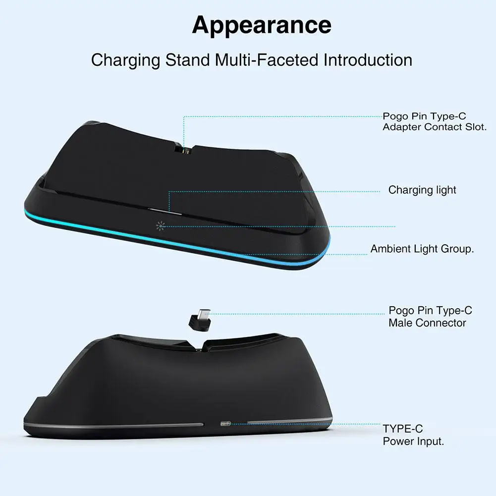 New Charging Dock Station For Playstation Portal Charger Stand For Ps Portal With RGB Light And USB C Charging Cable Tool